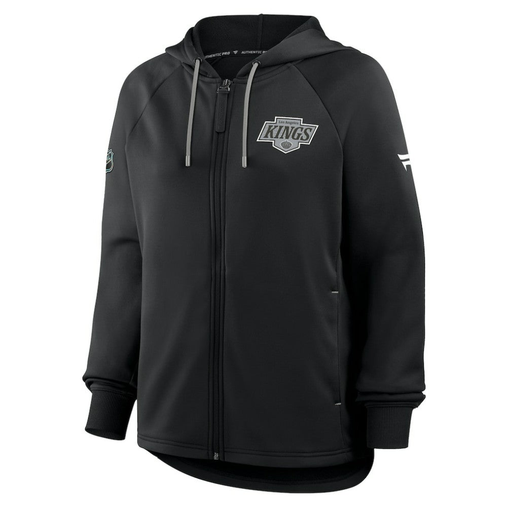 Los Angeles Kings Fanatics Women's Authentic Pro Rink Raglan Full-Zip Hoodie - Black Hoodies