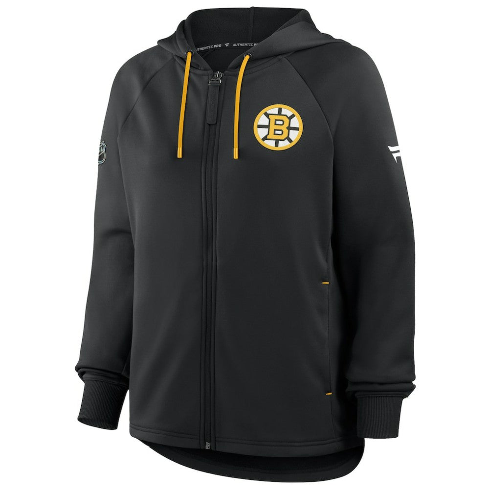 Boston Bruins Fanatics Women's Authentic Pro Rink Raglan Full-Zip Hoodie - Black Hoodies
