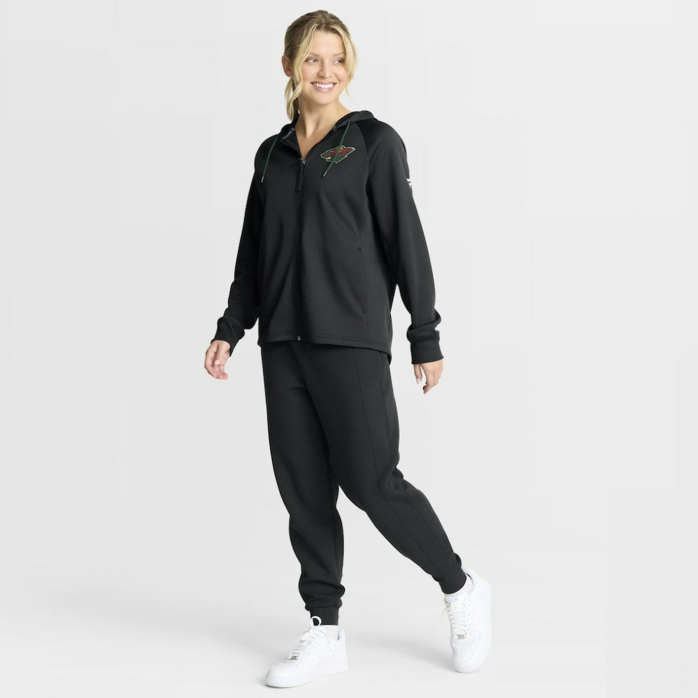 Minnesota Wild Fanatics Women's Authentic Pro Rink Raglan Full-Zip Hoodie - Black Hoodies
