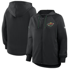 Minnesota Wild Fanatics Women's Authentic Pro Rink Raglan Full-Zip Hoodie - Black Hoodies