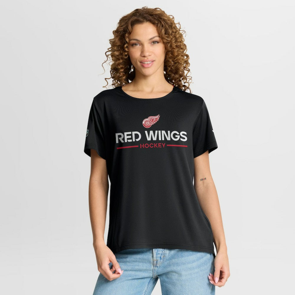 Detroit Red Wings Fanatics Women's Authentic Pro Rink Tech T-Shirt - Black T-shirts