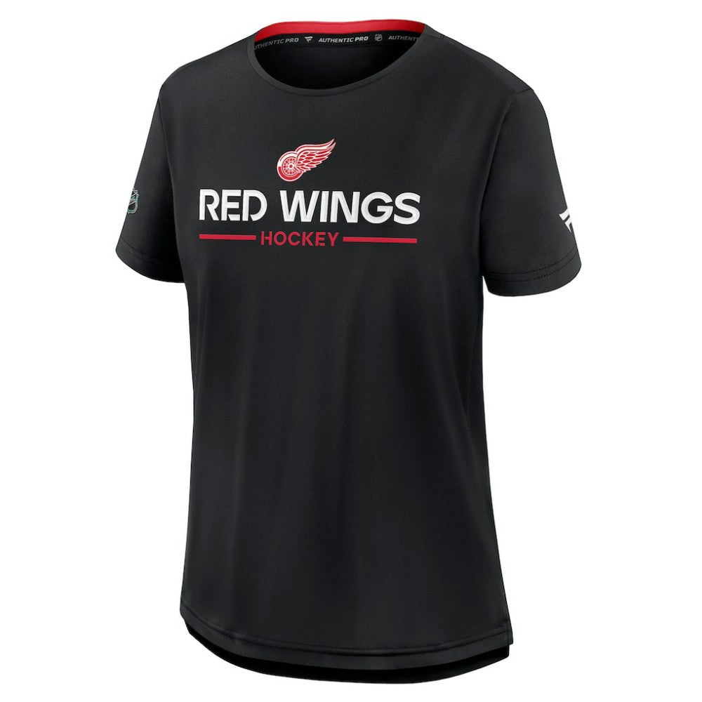 Detroit Red Wings Fanatics Women's Authentic Pro Rink Tech T-Shirt - Black T-shirts