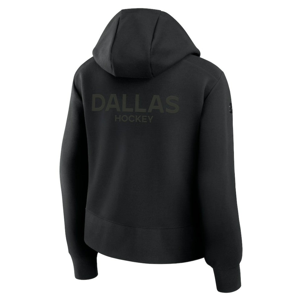 Dallas Stars Fanatics Women's Authentic Pro Road Tri-Blend Quarter-Zip Hoodie - Black Hoodies