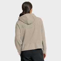 Detroit Red Wings Fanatics Women's Authentic Pro Road Tri-Blend Quarter-Zip Hoodie - Tan Hoodies