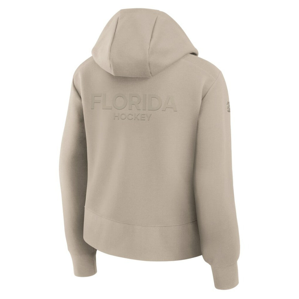Florida Panthers Fanatics Women's Authentic Pro Road Tri-Blend Quarter-Zip Hoodie - Tan Hoodies