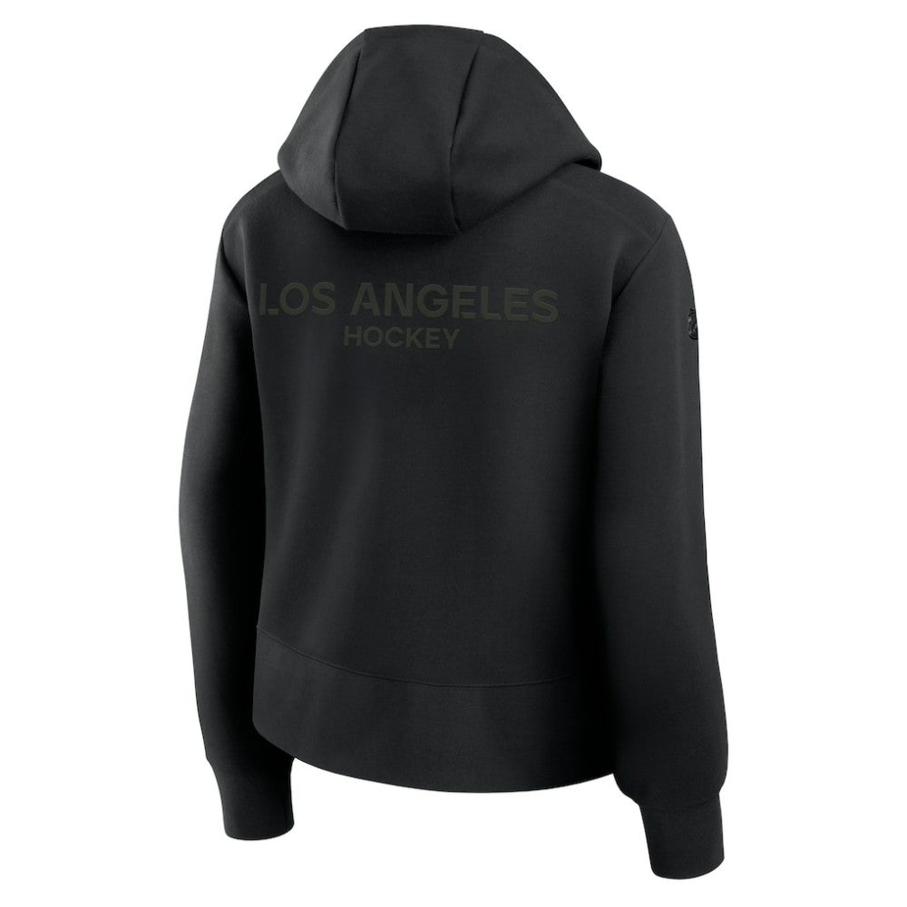 Los Angeles Kings Fanatics Women's Authentic Pro Road Tri-Blend Quarter-Zip Hoodie - Black Hoodies
