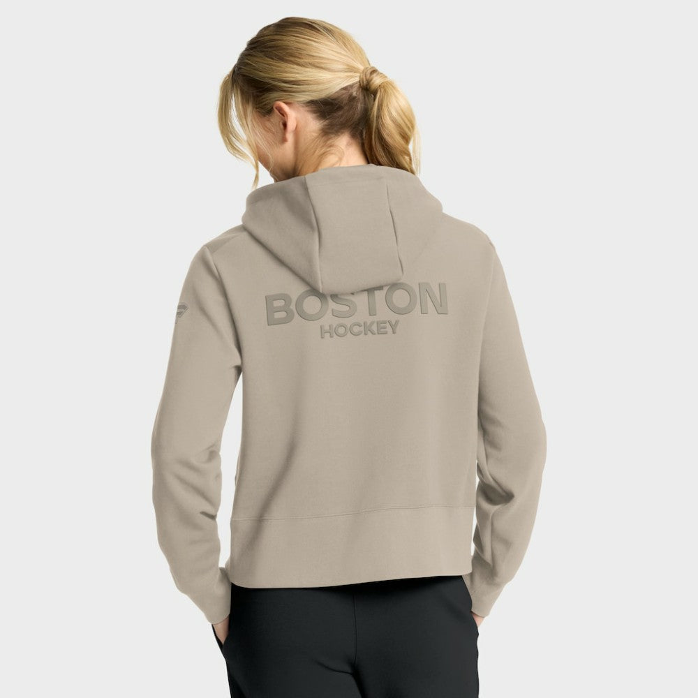 Boston Bruins Fanatics Women's Authentic Pro Road Tri-Blend Quarter-Zip Hoodie - Tan Hoodies