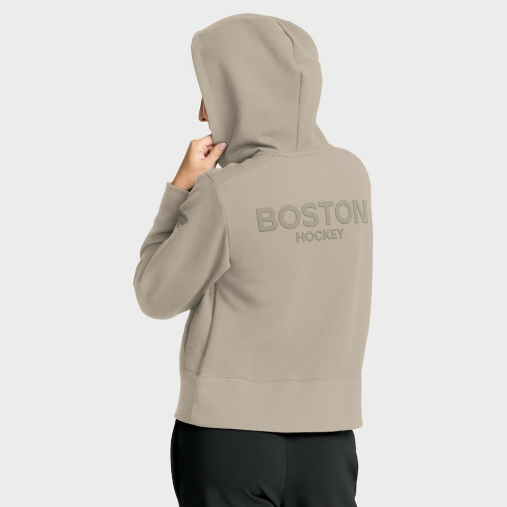 Boston Bruins Fanatics Women's Authentic Pro Road Tri-Blend Quarter-Zip Hoodie - Tan Hoodies