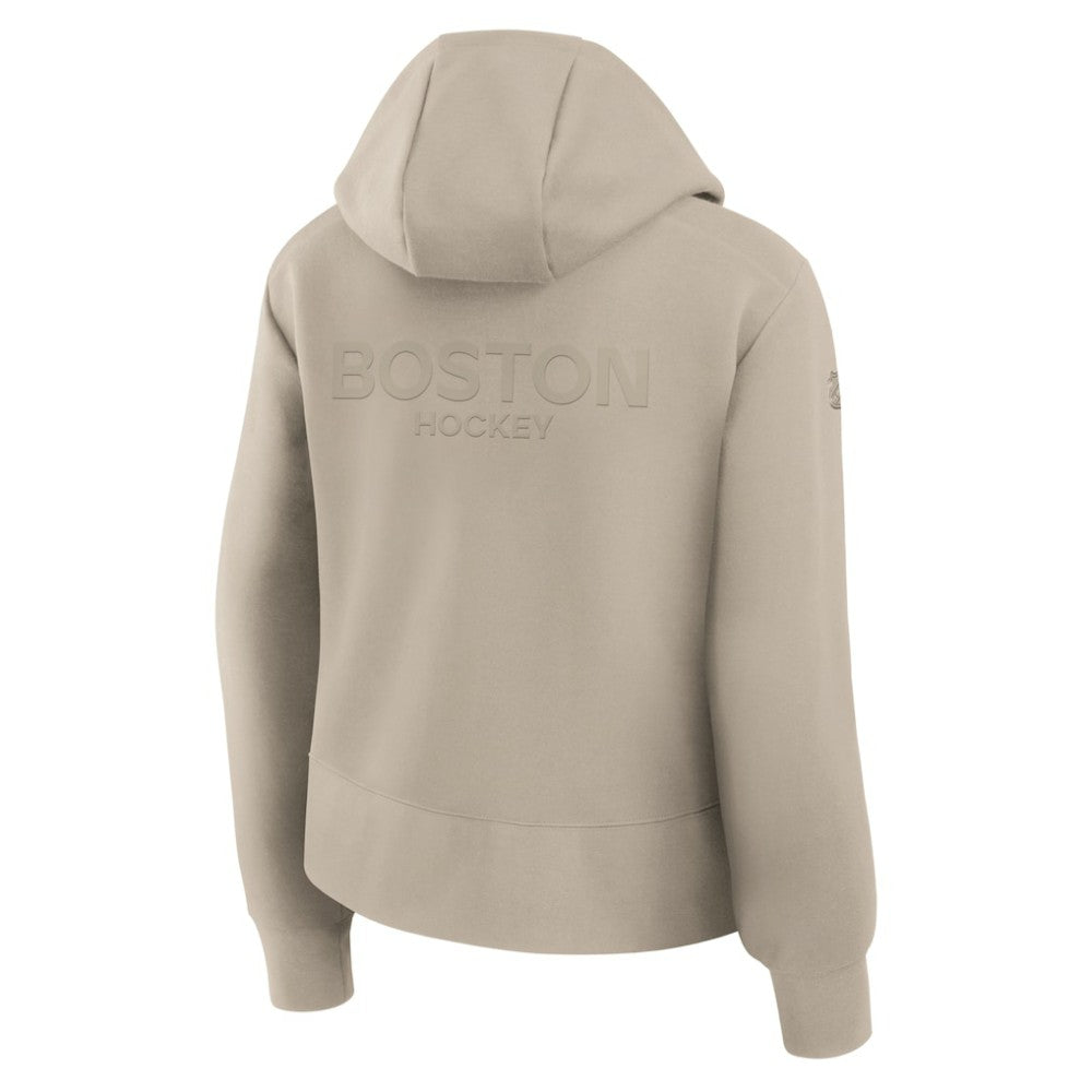 Boston Bruins Fanatics Women's Authentic Pro Road Tri-Blend Quarter-Zip Hoodie - Tan Hoodies
