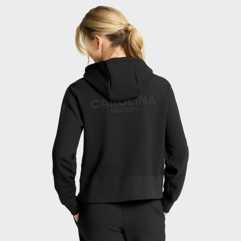 Carolina Hurricanes Fanatics Women's Authentic Pro Road Tri-Blend Quarter-Zip Hoodie - Black Hoodies