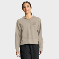 New Jersey Devils Fanatics Women's Authentic Pro Road Tri-Blend Quarter-Zip Hoodie - Tan Jerseys