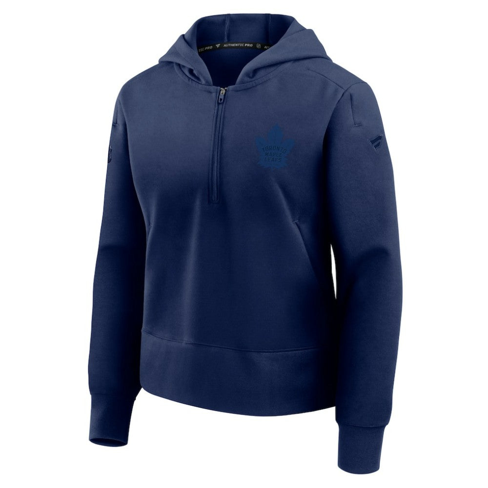 Toronto Maple Leafs Fanatics Women's Authentic Pro Road Tri-Blend Quarter-Zip Hoodie - Navy Hoodies