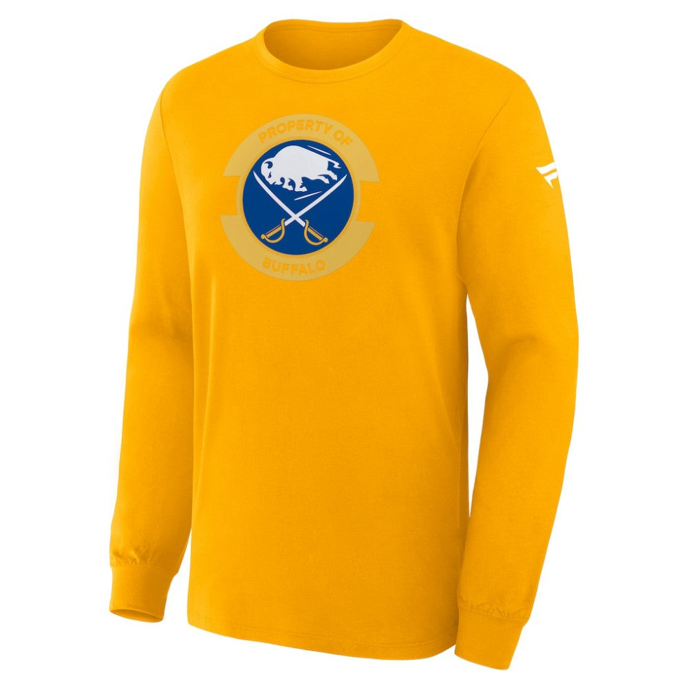 Buffalo Sabres Fanatics Authentic Pro Property Of Practice Long Sleeve T-Shirt - Gold T-shirts