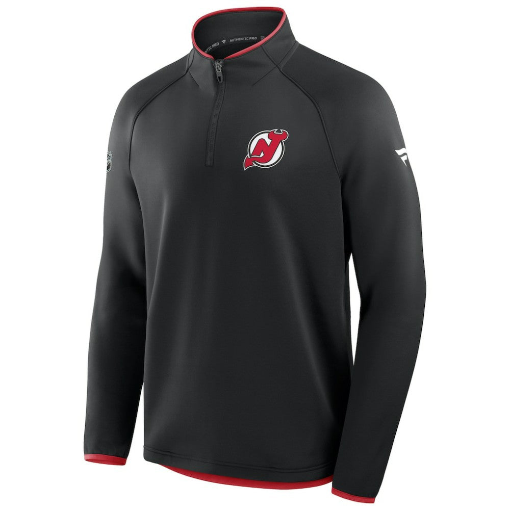 New Jersey Devils Fanatics Authentic Pro Rink Raglan Quarter-Zip Pullover - Black Jerseys