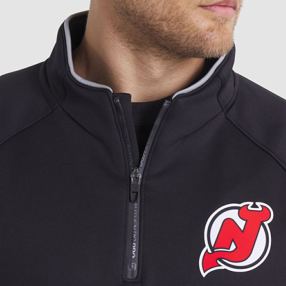 New Jersey Devils Fanatics Authentic Pro Rink Raglan Quarter-Zip Pullover - Black Jerseys