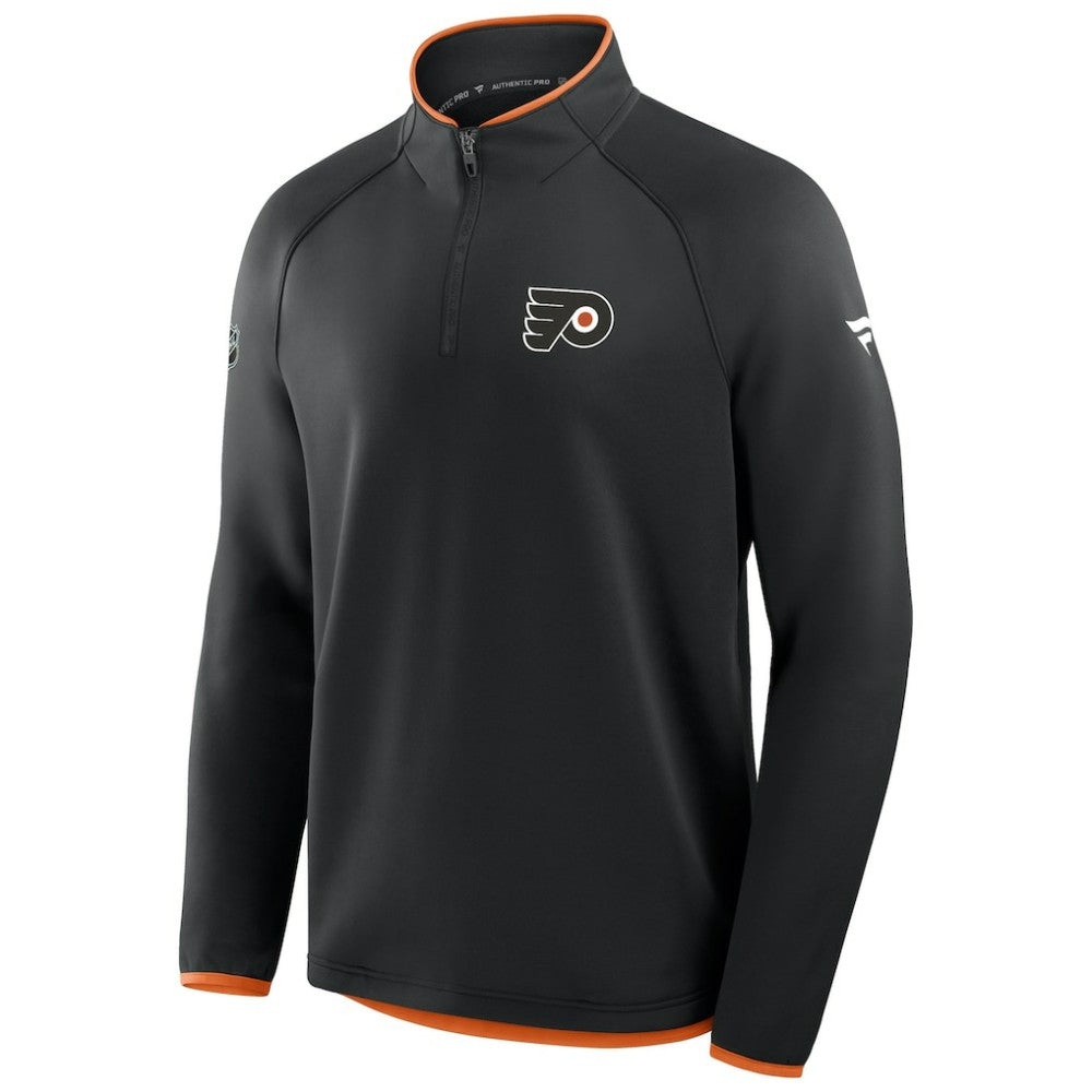 Philadelphia Flyers Fanatics Authentic Pro Rink Raglan Quarter-Zip Pullover - Black Pullover