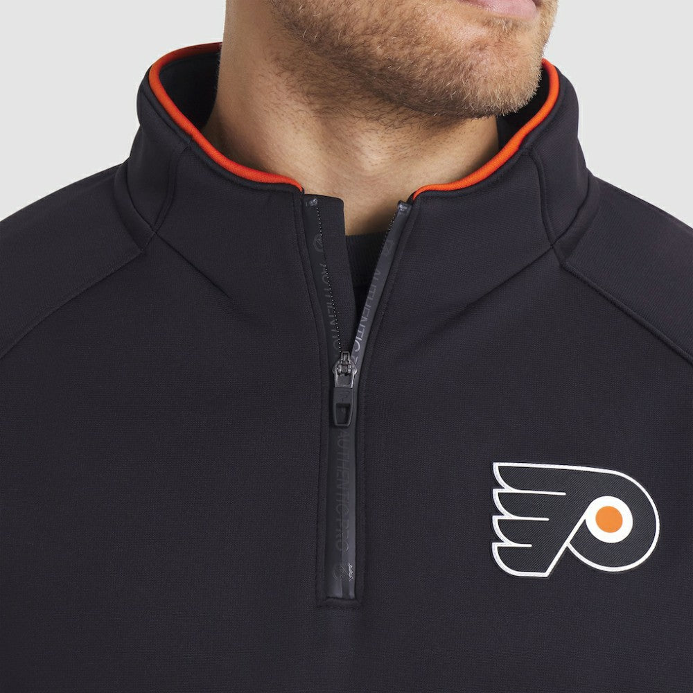 Philadelphia Flyers Fanatics Authentic Pro Rink Raglan Quarter-Zip Pullover - Black Pullover