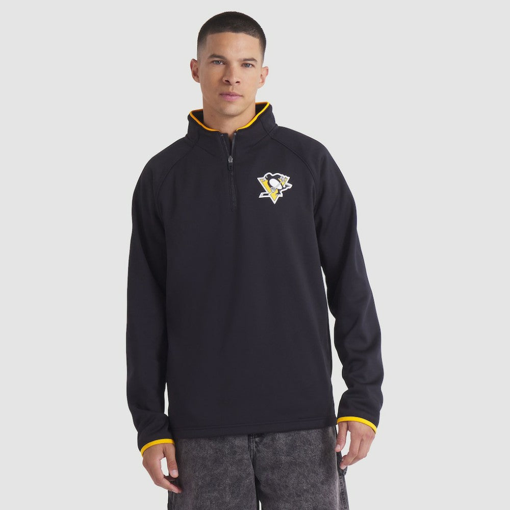 Pittsburgh Penguins Fanatics Authentic Pro Rink Raglan Quarter-Zip Pullover - Black Pullover