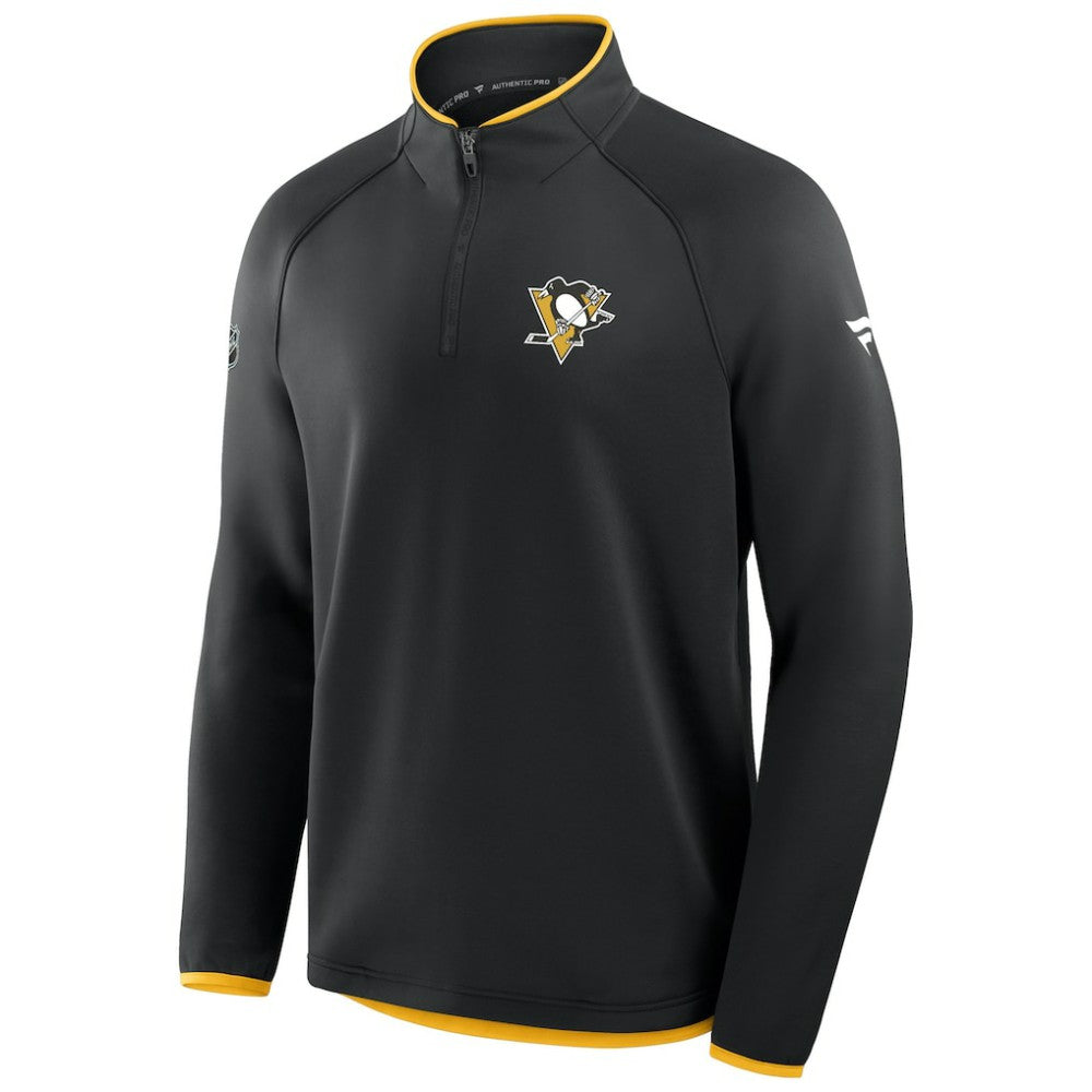 Pittsburgh Penguins Fanatics Authentic Pro Rink Raglan Quarter-Zip Pullover - Black Pullover