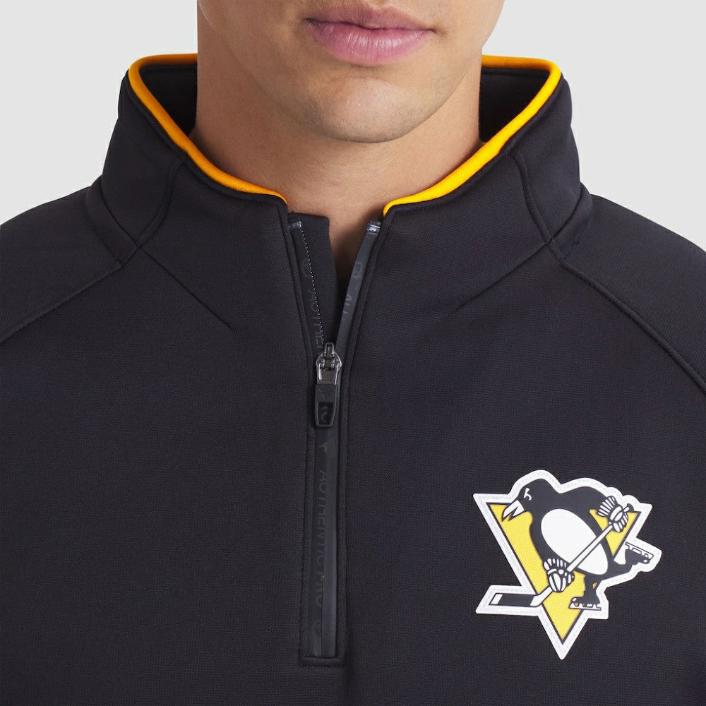 Pittsburgh Penguins Fanatics Authentic Pro Rink Raglan Quarter-Zip Pullover - Black Pullover