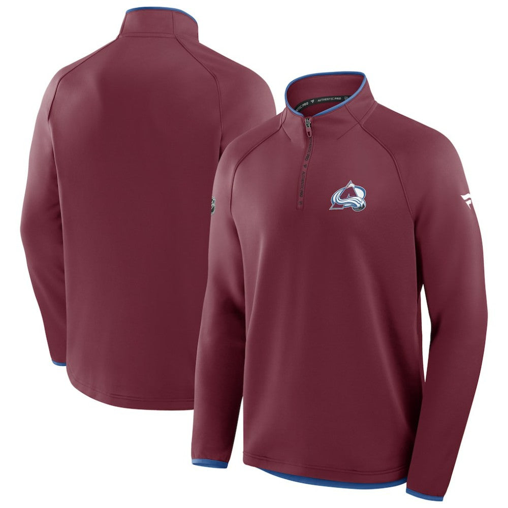 Colorado Avalanche Fanatics Authentic Pro Rink Raglan Quarter-Zip Pullover - Burgundy Pullover