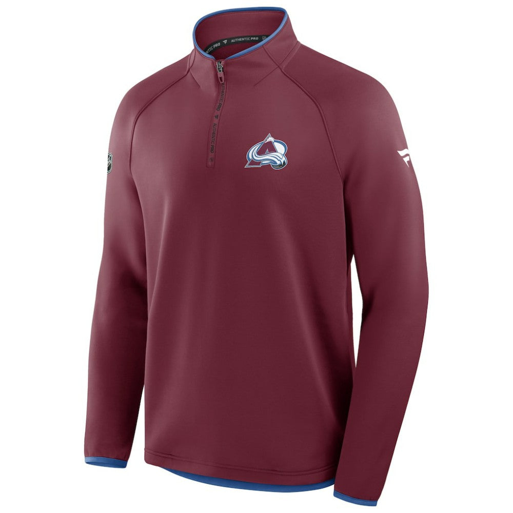 Colorado Avalanche Fanatics Authentic Pro Rink Raglan Quarter-Zip Pullover - Burgundy Pullover