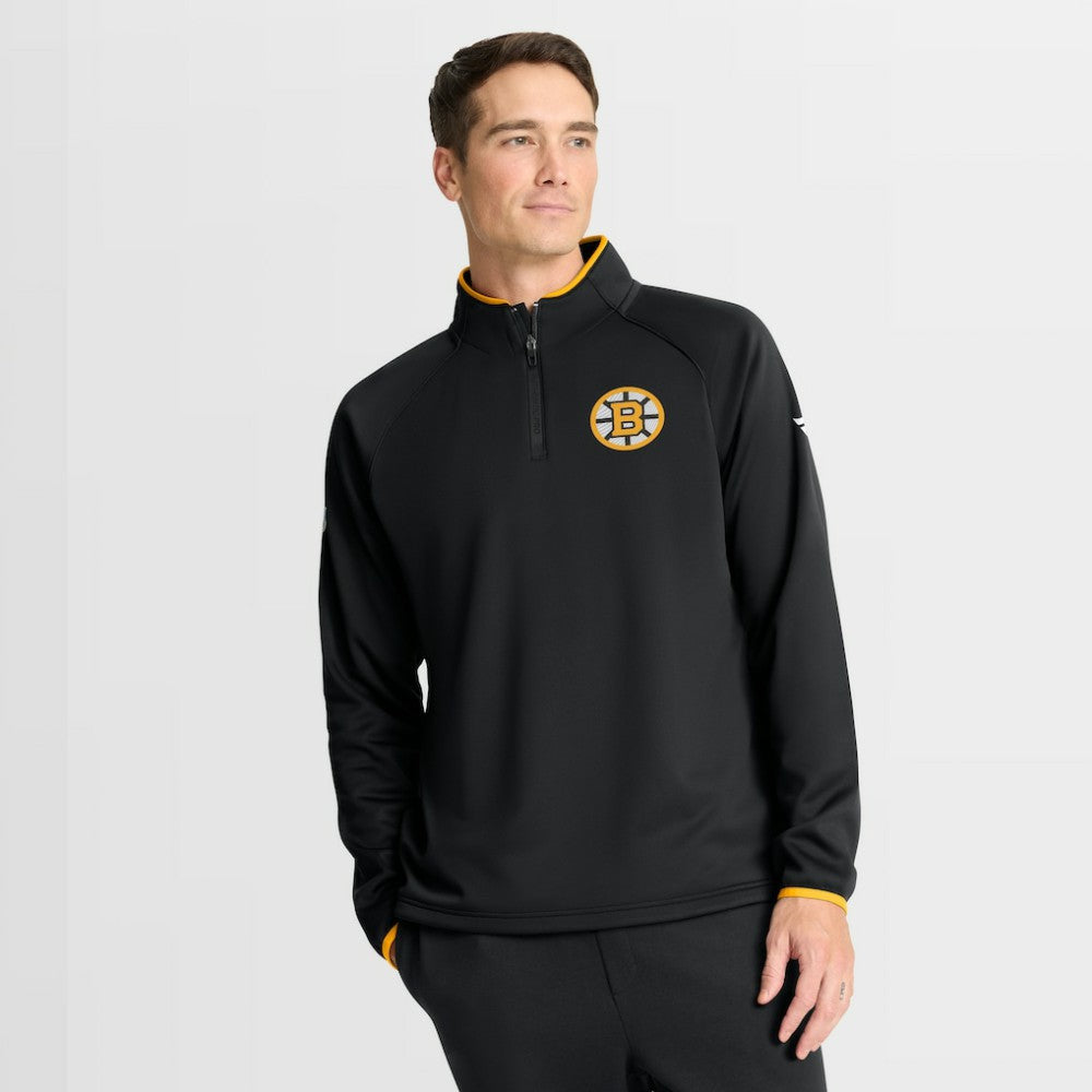 Boston Bruins Fanatics Authentic Pro Rink Raglan Quarter-Zip Pullover - Black Pullover