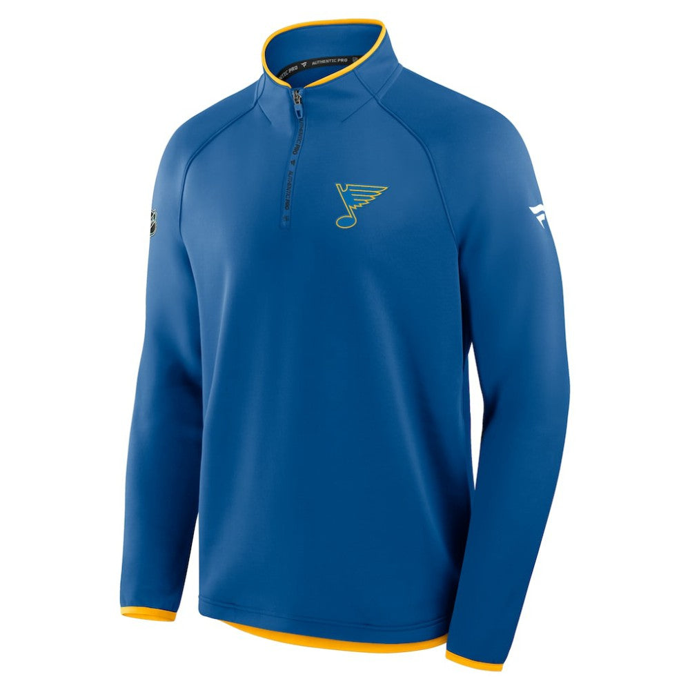 St. Louis Blues Fanatics Authentic Pro Rink Raglan Quarter-Zip Pullover - Blue Pullover