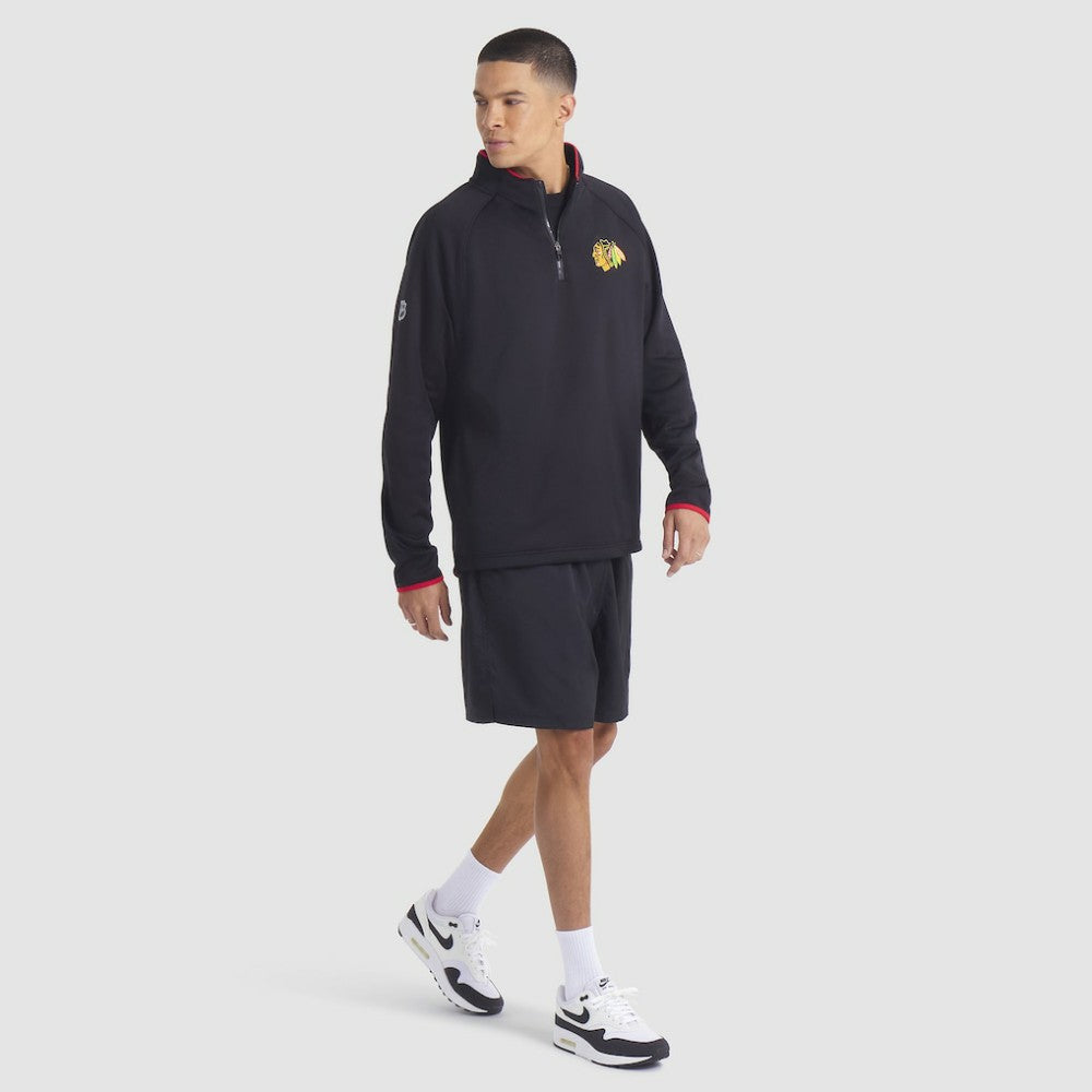 Chicago Blackhawks Fanatics Authentic Pro Rink Raglan Quarter-Zip Pullover - Black Pullover