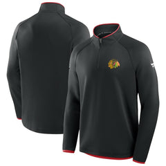 Chicago Blackhawks Fanatics Authentic Pro Rink Raglan Quarter-Zip Pullover - Black Pullover