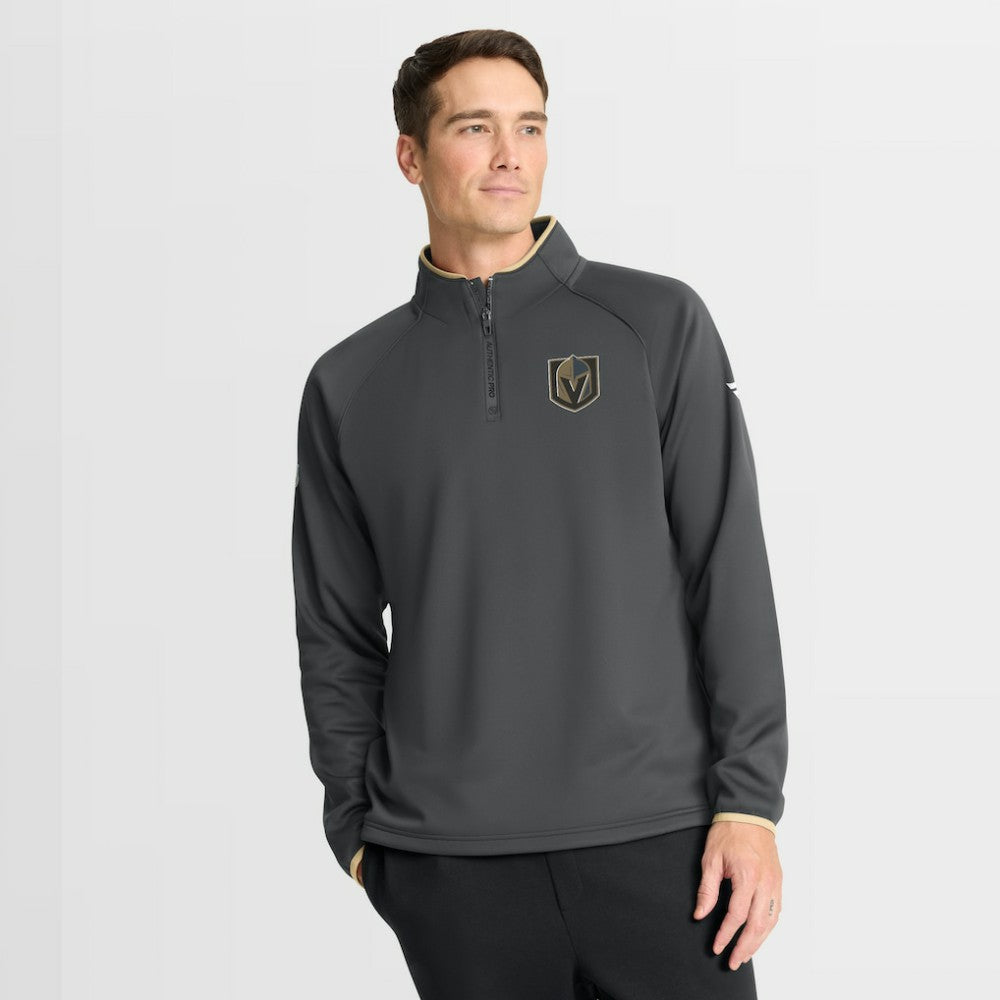 Vegas Golden Knights Fanatics Authentic Pro Rink Raglan Quarter-Zip Pullover - Black Pullover