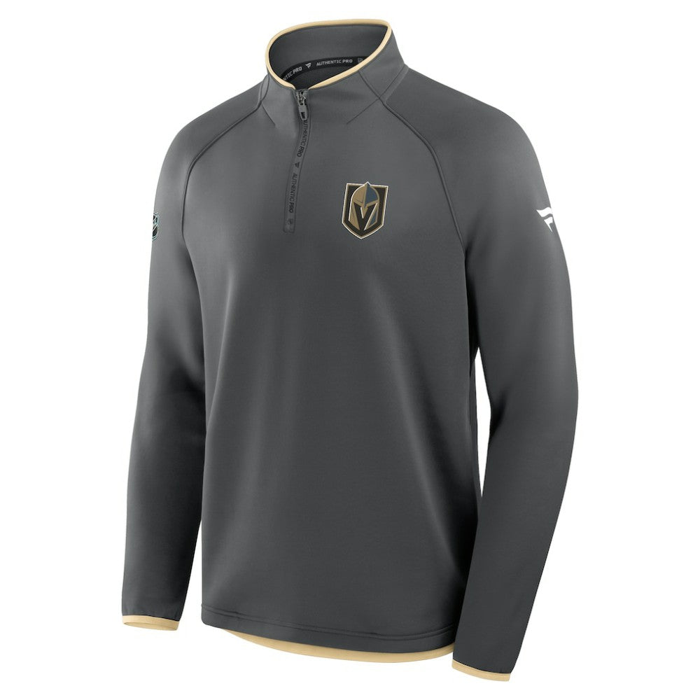 Vegas Golden Knights Fanatics Authentic Pro Rink Raglan Quarter-Zip Pullover - Black Pullover