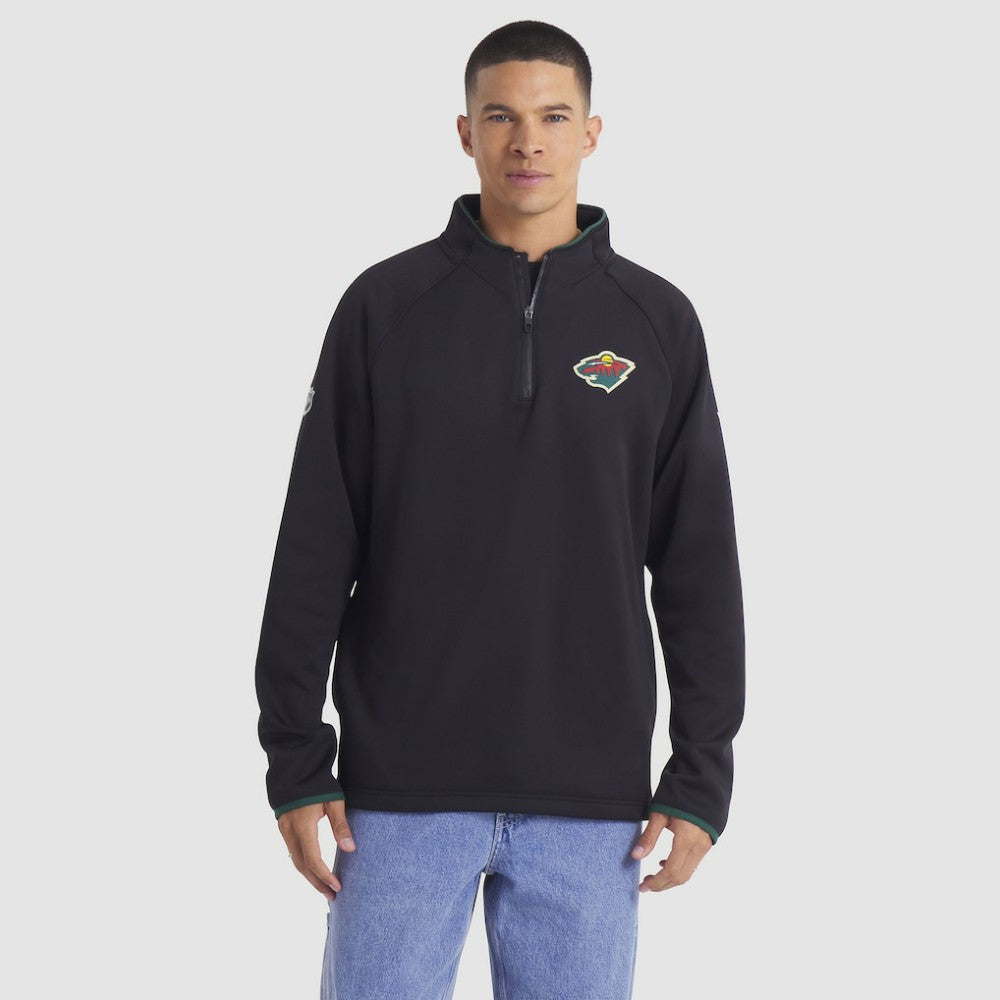 Minnesota Wild Fanatics Authentic Pro Rink Raglan Quarter-Zip Pullover - Black Pullover