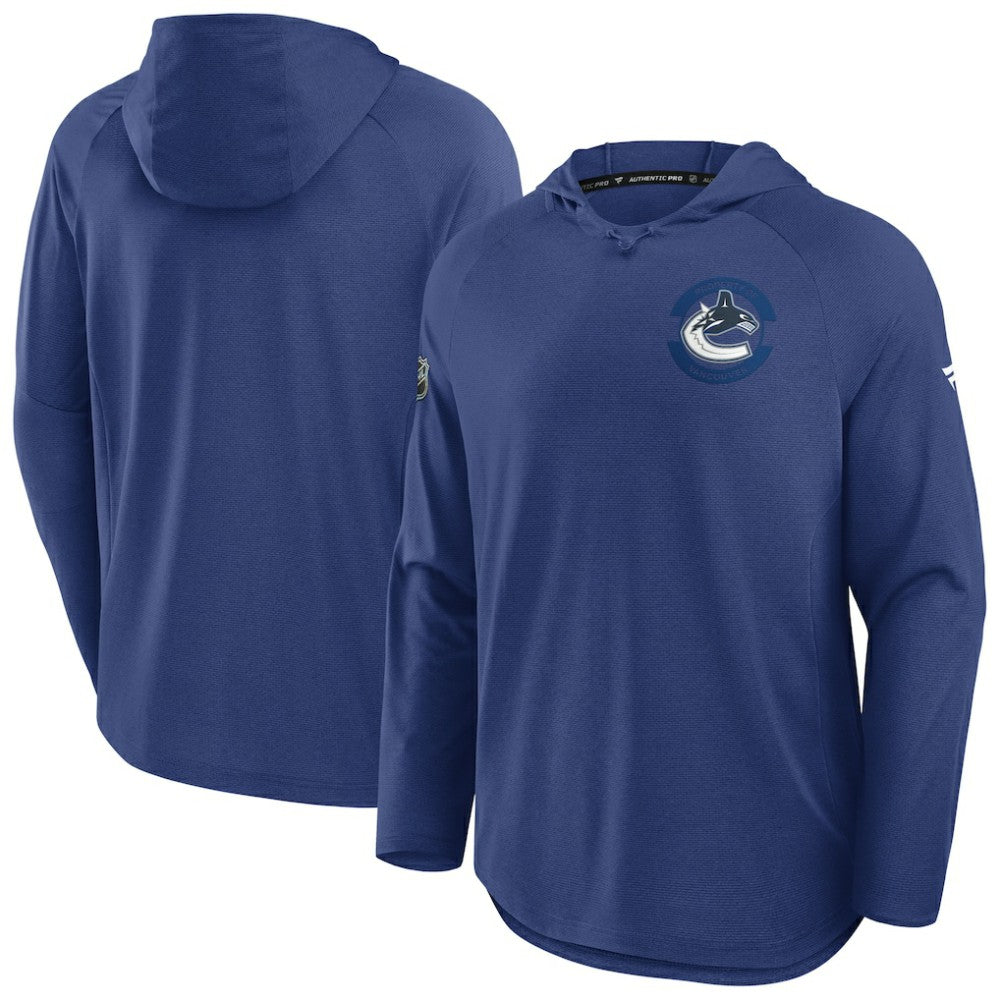 Vancouver Canucks Fanatics Authentic Pro Rink Hoodie - Blue Hoodies