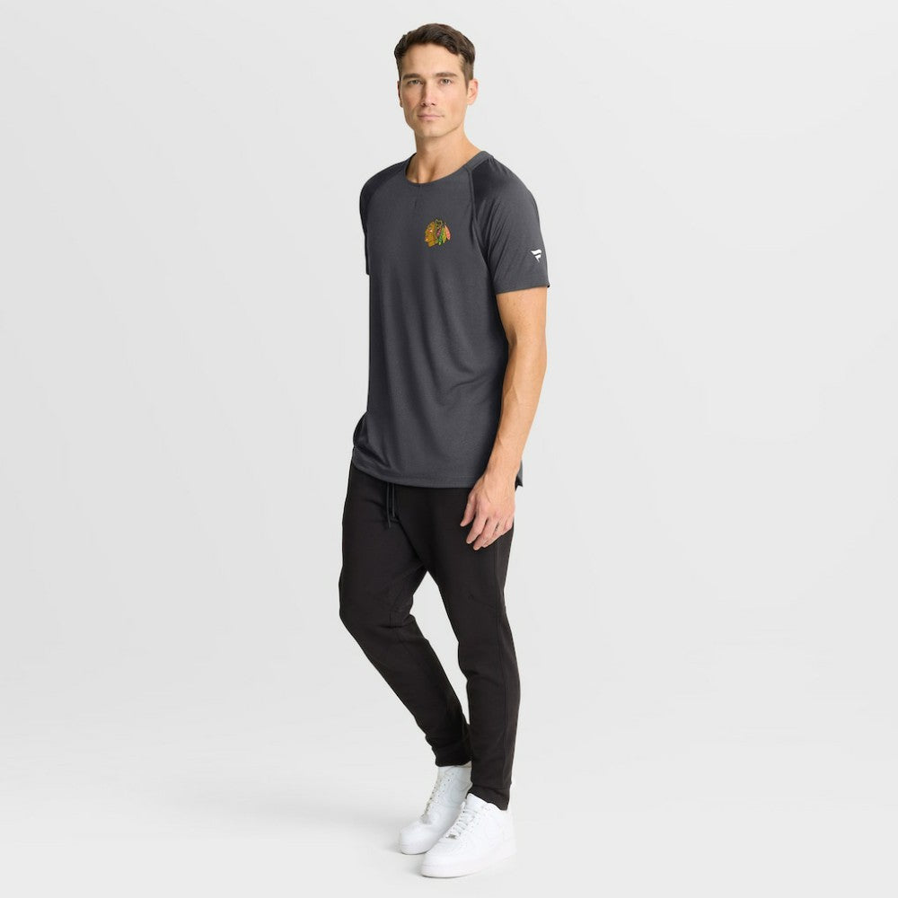 Chicago Blackhawks Fanatics Authentic Pro Rink Raglan Performance T-Shirt - Charcoal T-shirts