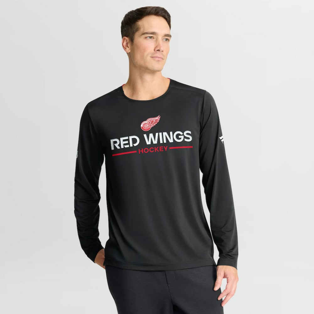 Detroit Red Wings Fanatics Authentic Pro Rink Tech Long Sleeve T-Shirt - Black T-shirts