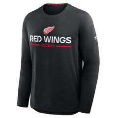 Detroit Red Wings Fanatics Authentic Pro Rink Tech Long Sleeve T-Shirt - Black T-shirts