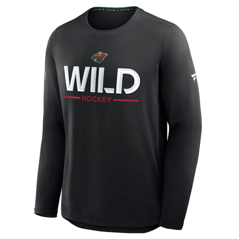 Minnesota Wild Fanatics Authentic Pro Rink Tech Long Sleeve T-Shirt - Black T-shirts