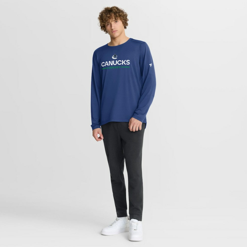 Vancouver Canucks Fanatics Authentic Pro Rink Tech Long Sleeve T-Shirt - Blue T-shirts