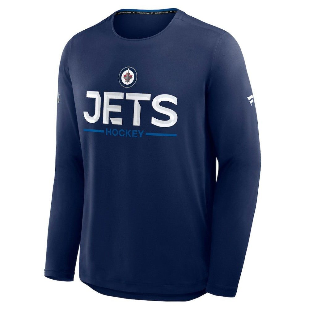 Winnipeg Jets Fanatics Authentic Pro Rink Tech Long Sleeve T-Shirt - Navy T-shirts