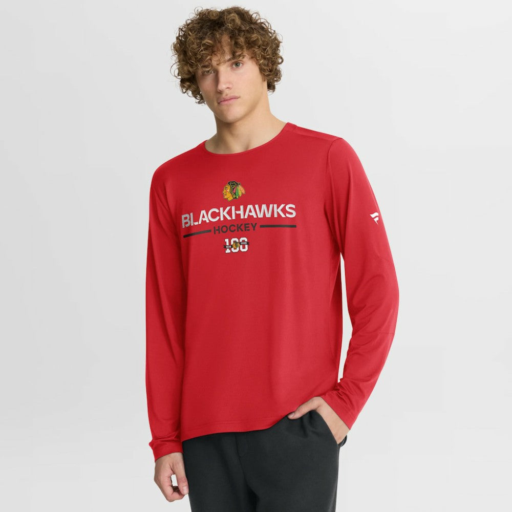 Chicago Blackhawks Fanatics Authentic Pro Centennial Rink Tech Long Sleeve T-Shirt - Red T-shirts