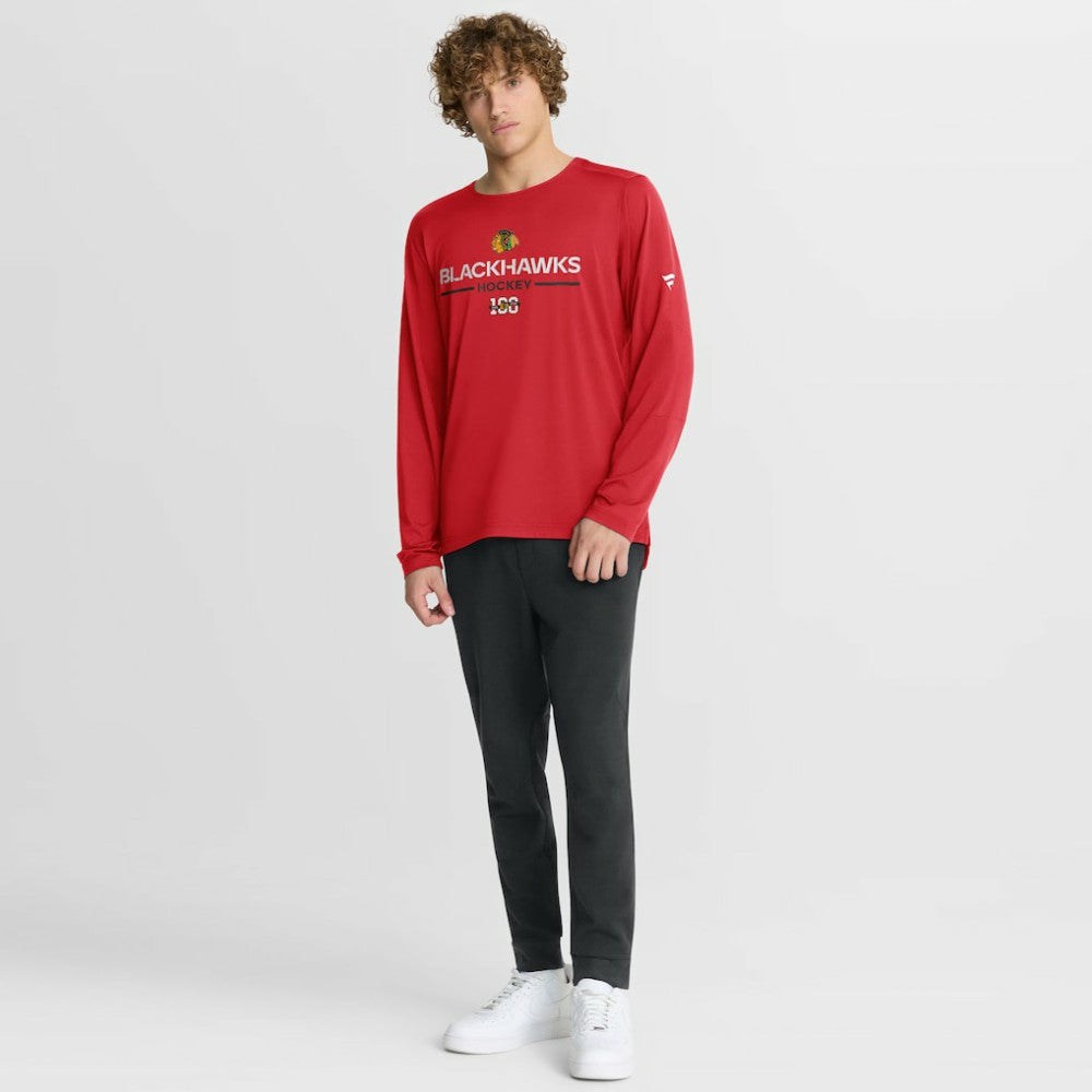 Chicago Blackhawks Fanatics Authentic Pro Centennial Rink Tech Long Sleeve T-Shirt - Red T-shirts
