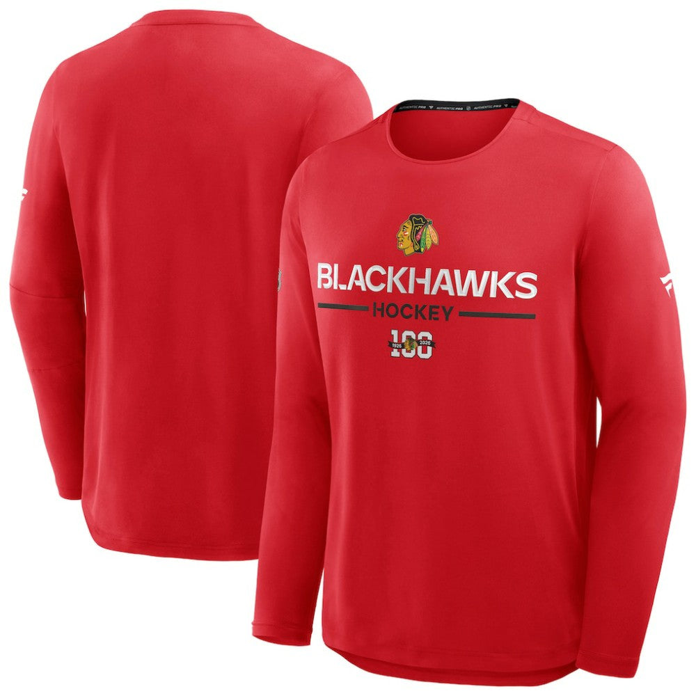 Chicago Blackhawks Fanatics Authentic Pro Centennial Rink Tech Long Sleeve T-Shirt - Red T-shirts