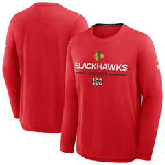 Chicago Blackhawks Fanatics Authentic Pro Centennial Rink Tech Long Sleeve T-Shirt - Red T-shirts
