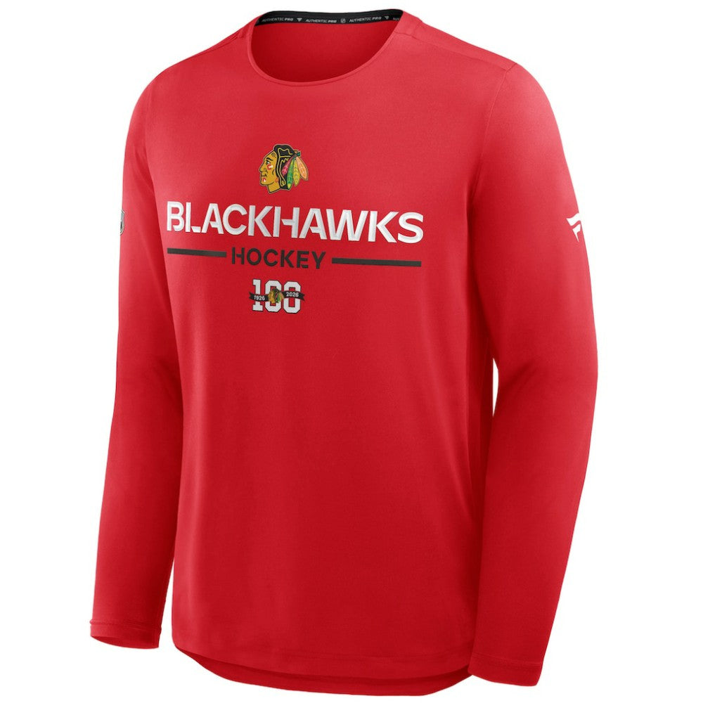Chicago Blackhawks Fanatics Authentic Pro Centennial Rink Tech Long Sleeve T-Shirt - Red T-shirts