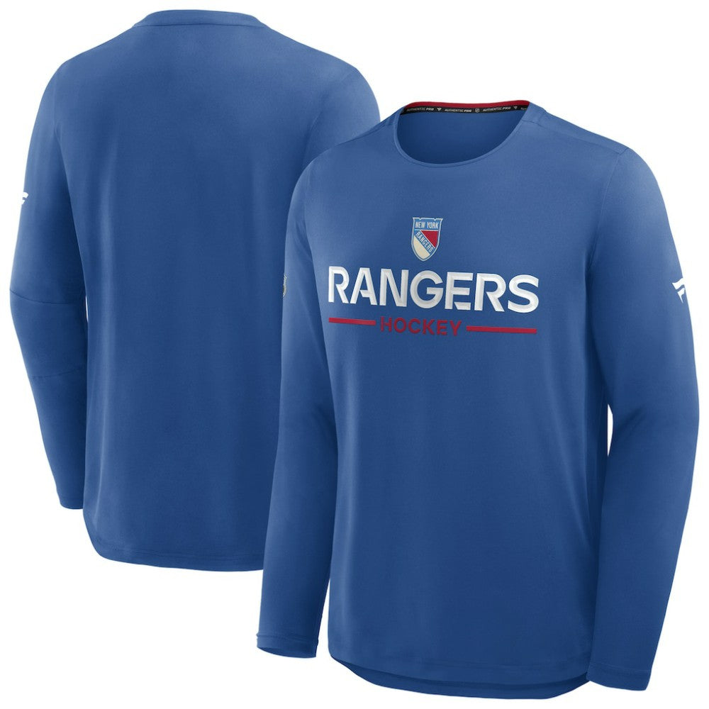 New York Rangers Fanatics Authentic Pro Rink Centennial Tech Long Sleeve T-Shirt - Blue T-shirts