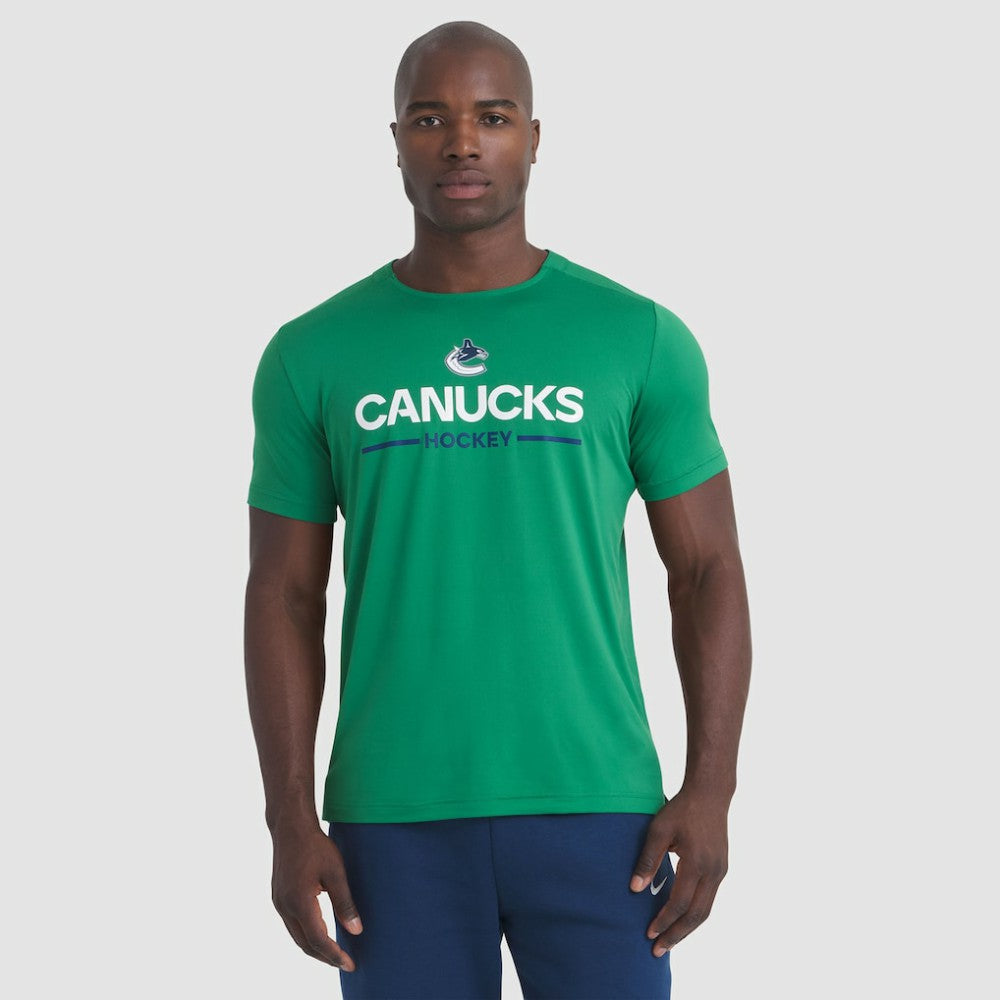 Vancouver Canucks Fanatics Authentic Pro Rink Tech T-Shirt - Green T-shirts