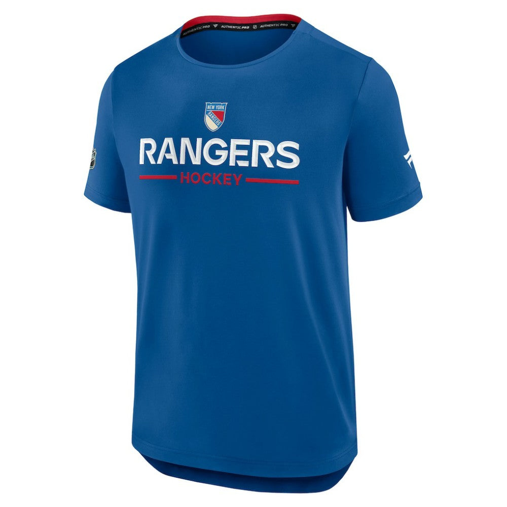 New York Rangers Fanatics Authentic Pro Rink Centennial Tech T-Shirt - Blue T-shirts