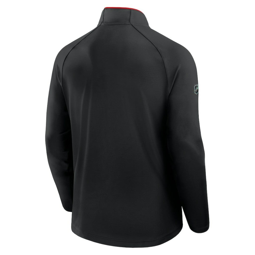Calgary Flames Fanatics Authentic Pro Rink Training Quarter-Zip Pullover - Black Pullover