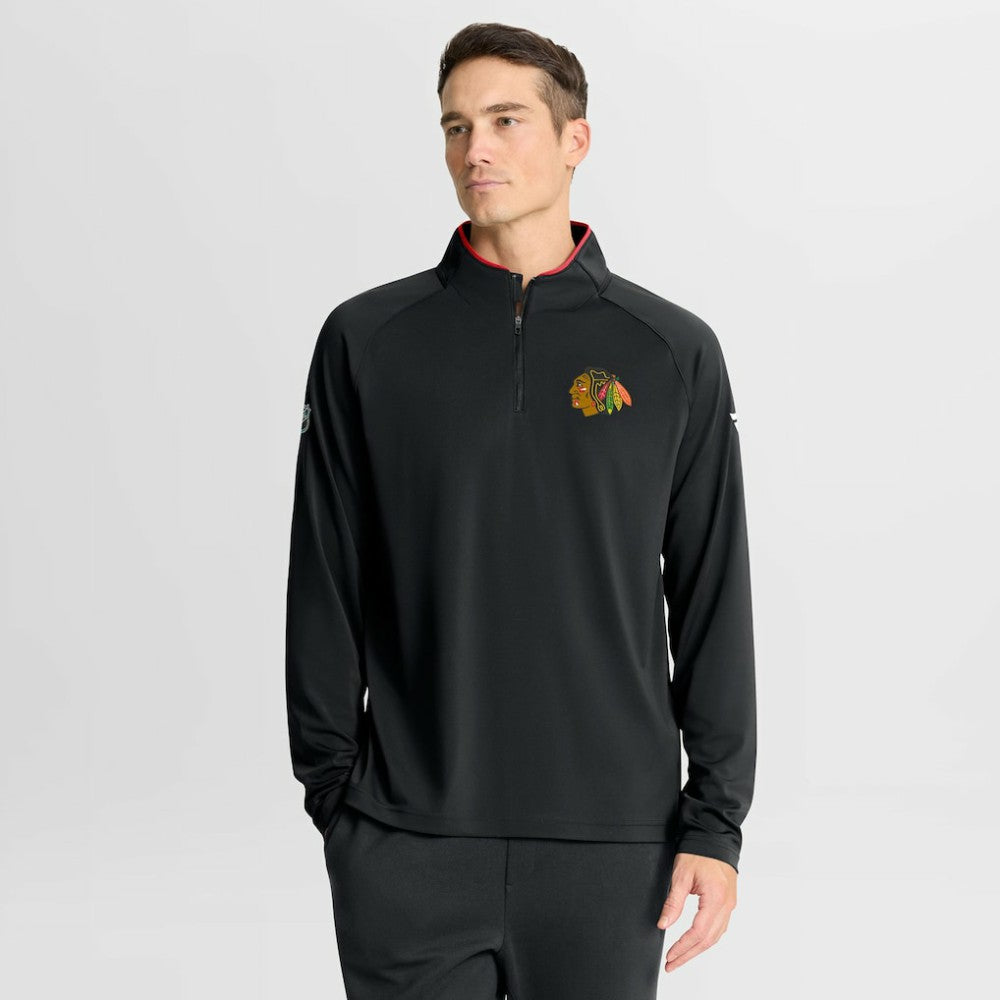 Chicago Blackhawks Fanatics Authentic Pro Rink Training Quarter-Zip Pullover - Black Pullover